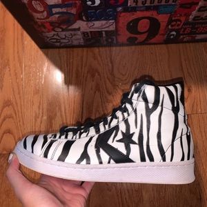 Zebra Converse Pro Leather High Top Sneakers